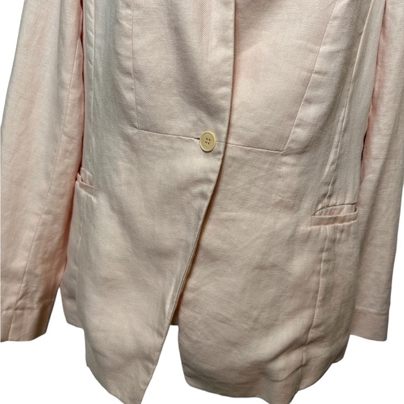 Lafayette 148 New York 100% Linen Pink Peach One Button Blazer Jacket Size 10 - Picture 6 of 8